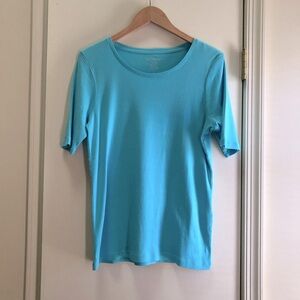 Chico’s Teal Short Sleeve Scoop Neck Tee